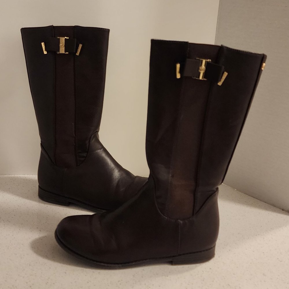 Michael Kors brown leather high boots
